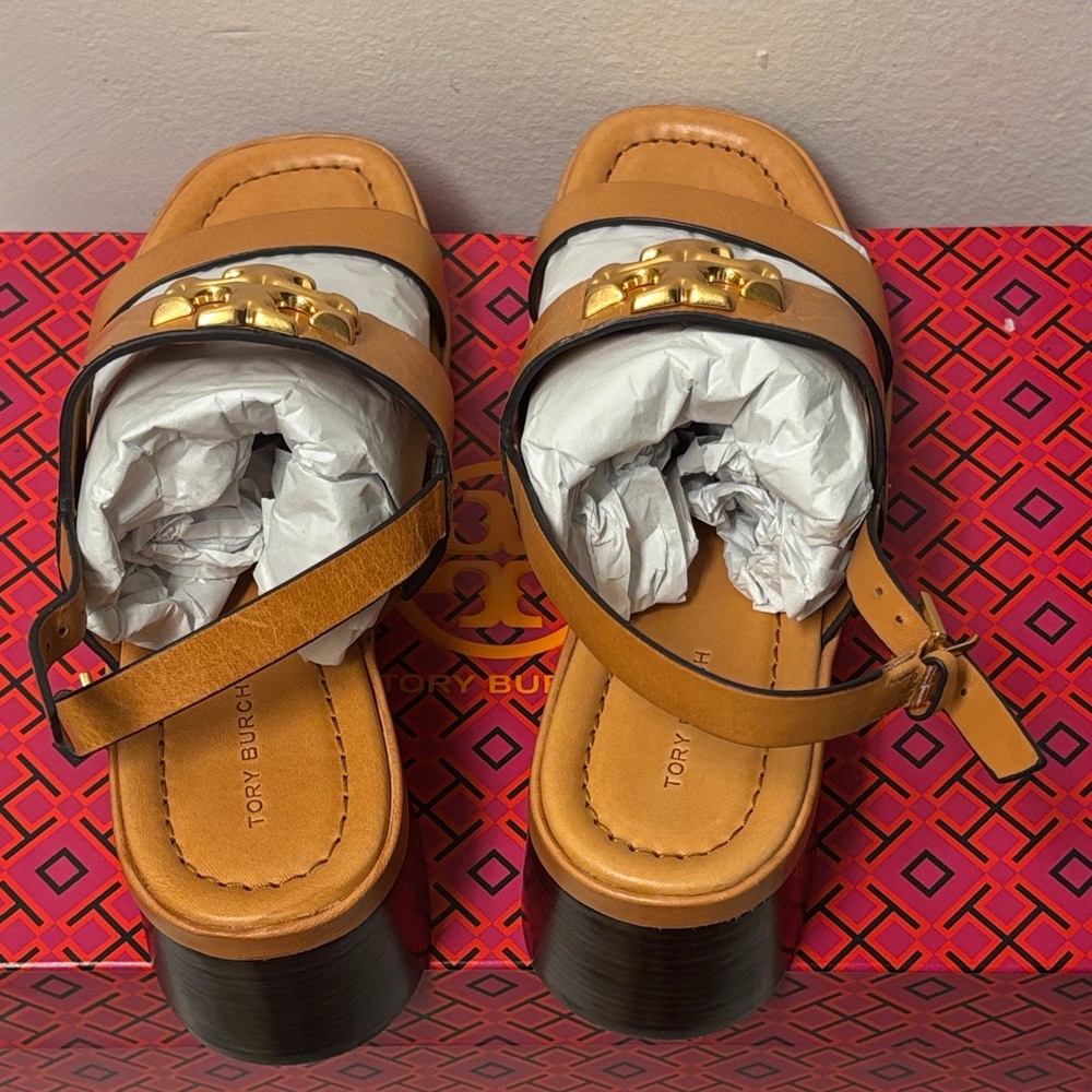Tory Burch Women's Eleanor Heel Sandals, so comfy and stylish. Brand New. - Picture 9 of 16